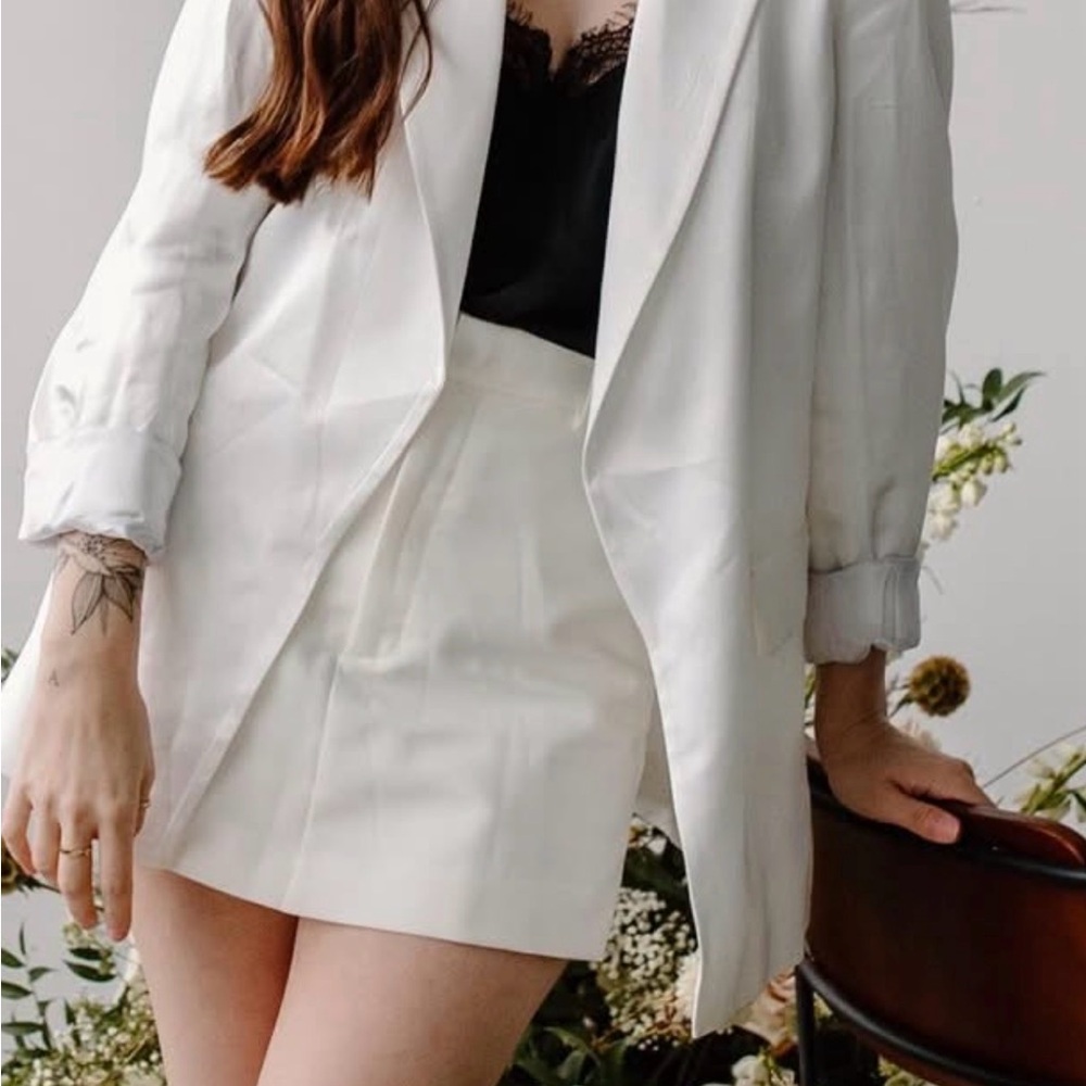 Zara White Satin-like Blazer